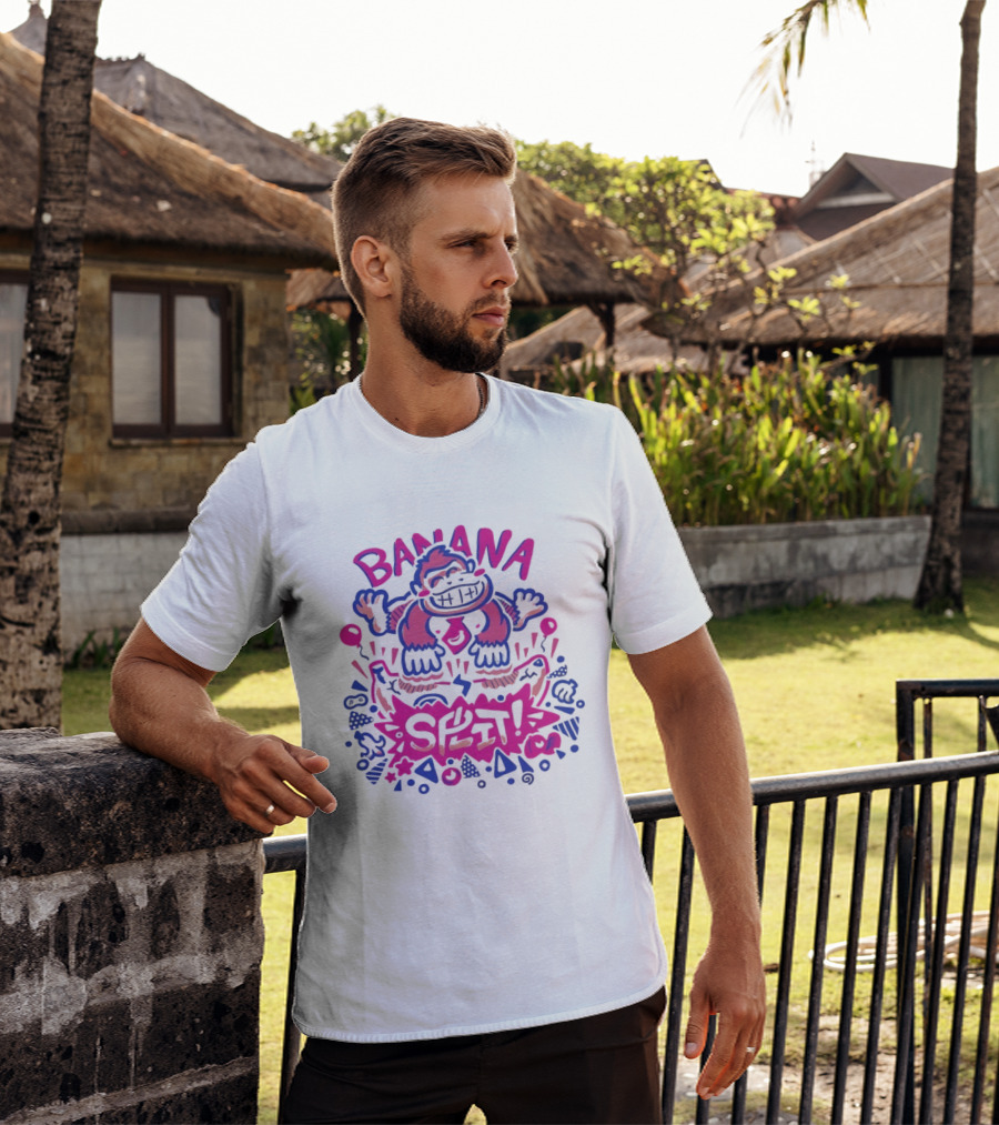 Banana Split Monkey Cartoon Fun T-Shirt