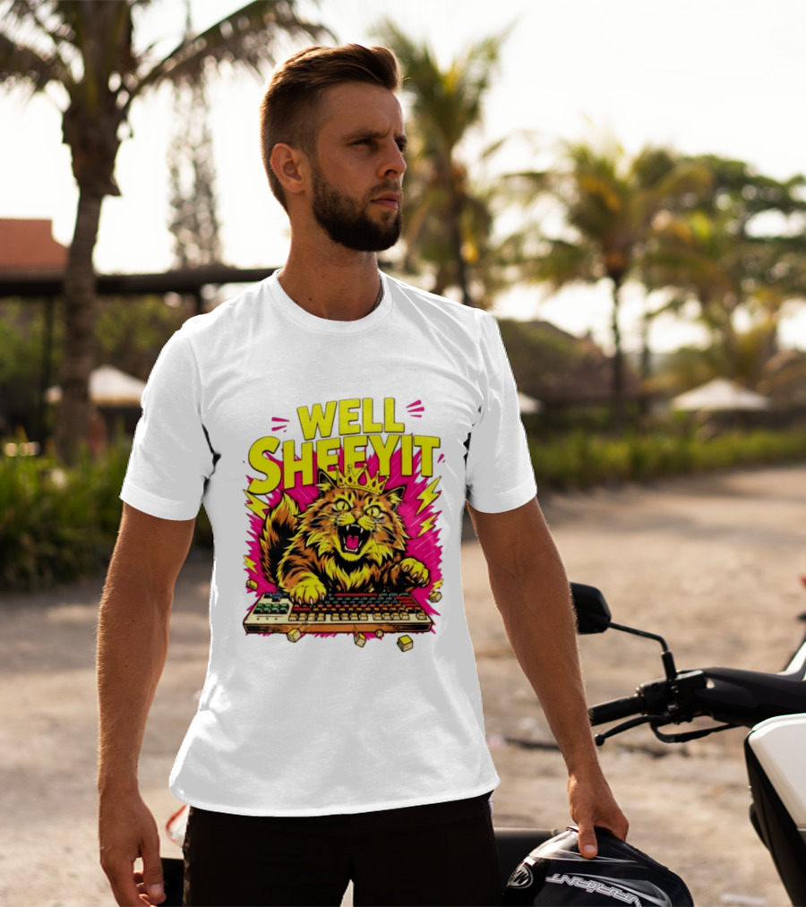 Well Sheeyit Crowned Cat Typing On Keyboard T-Shirt