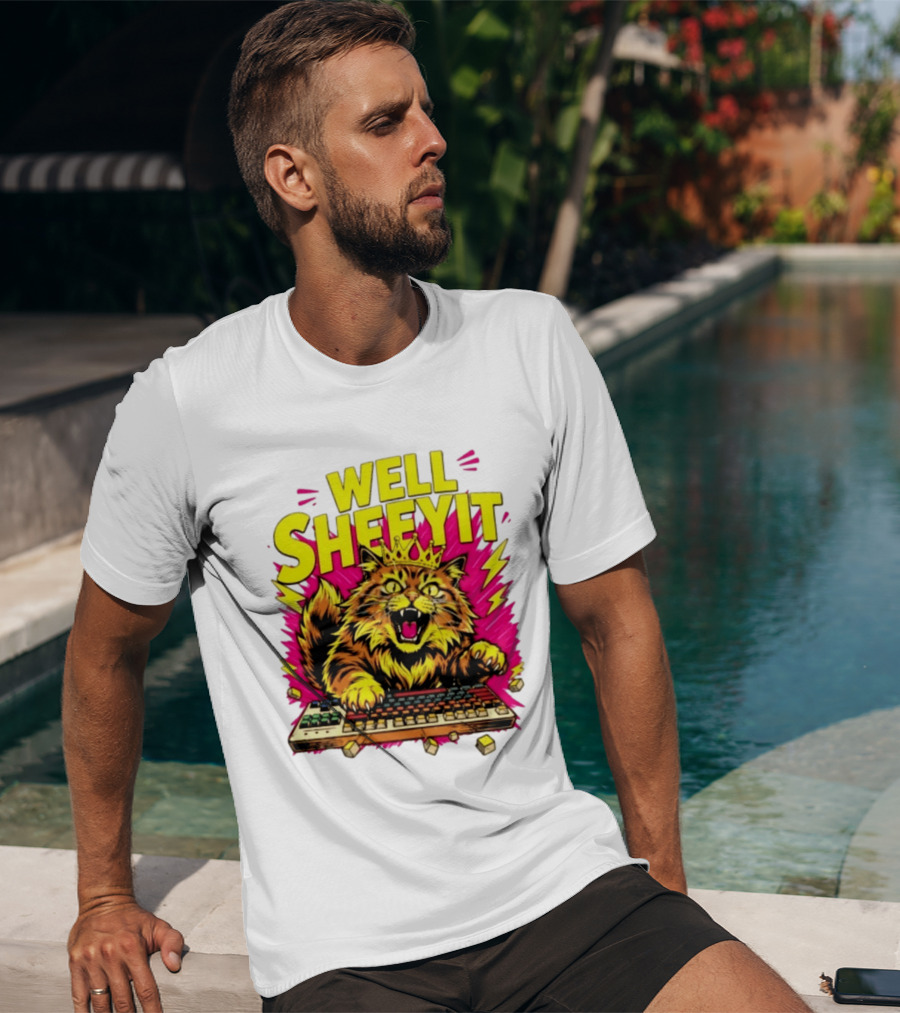 Well Sheeyit Crowned Cat Typing On Keyboard T-Shirt
