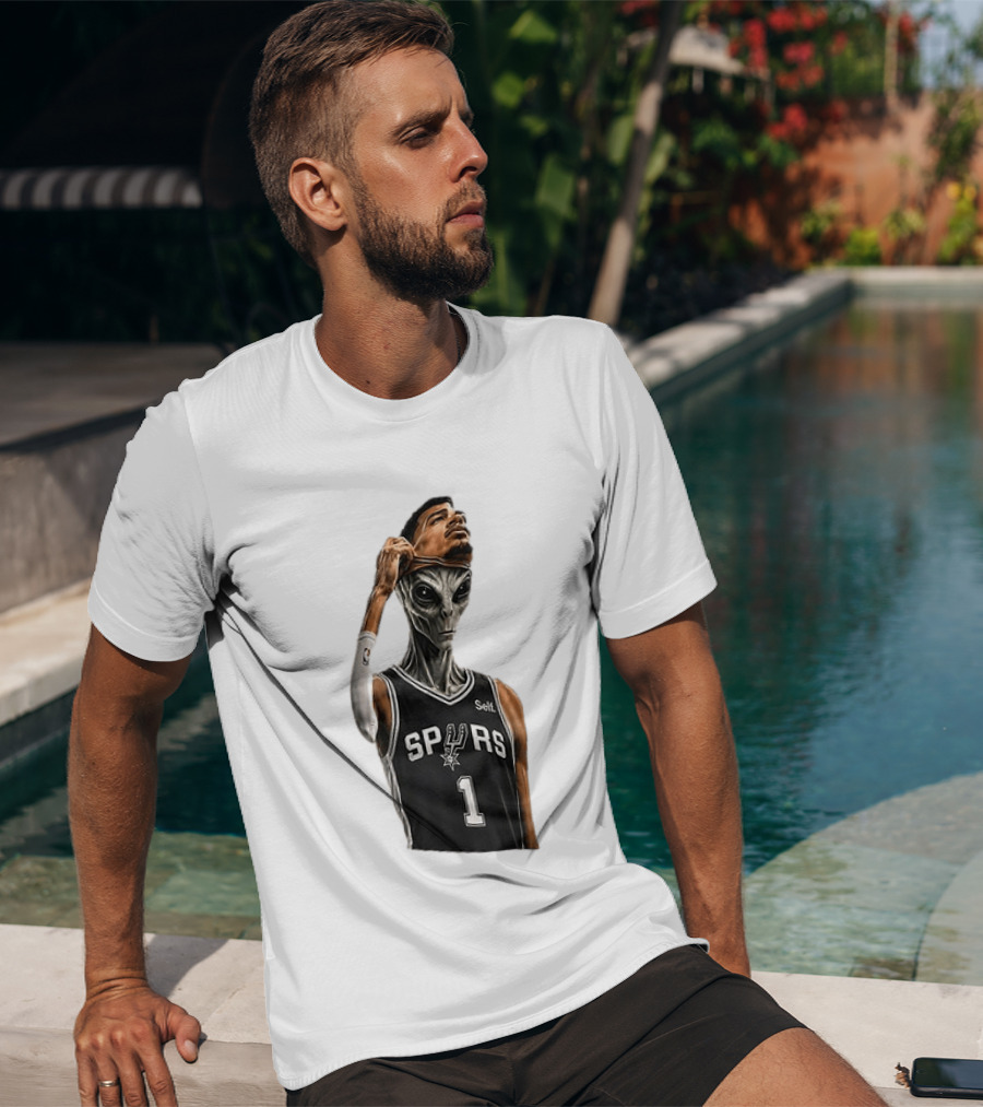 Wembanyama Spurs Alien Takeover Face Reveal Self 1 T-Shirt