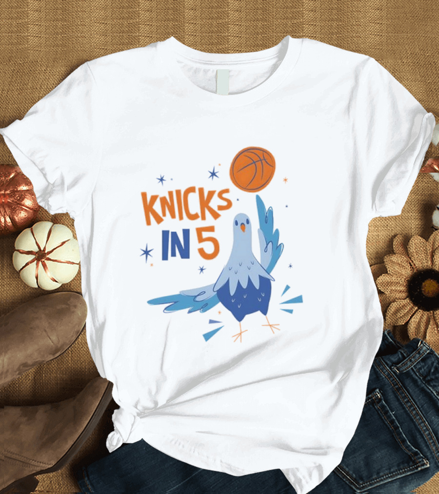New York Knicks NBA Pigeon Basketball Knicks In 5 T-Shirt