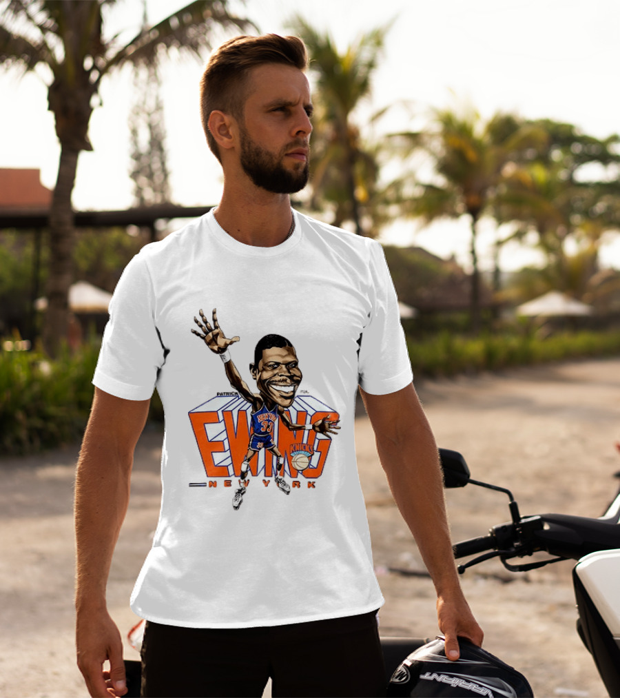 Patrick Ewing New York Knicks NBA Caricature Basketball Legend T-Shirt