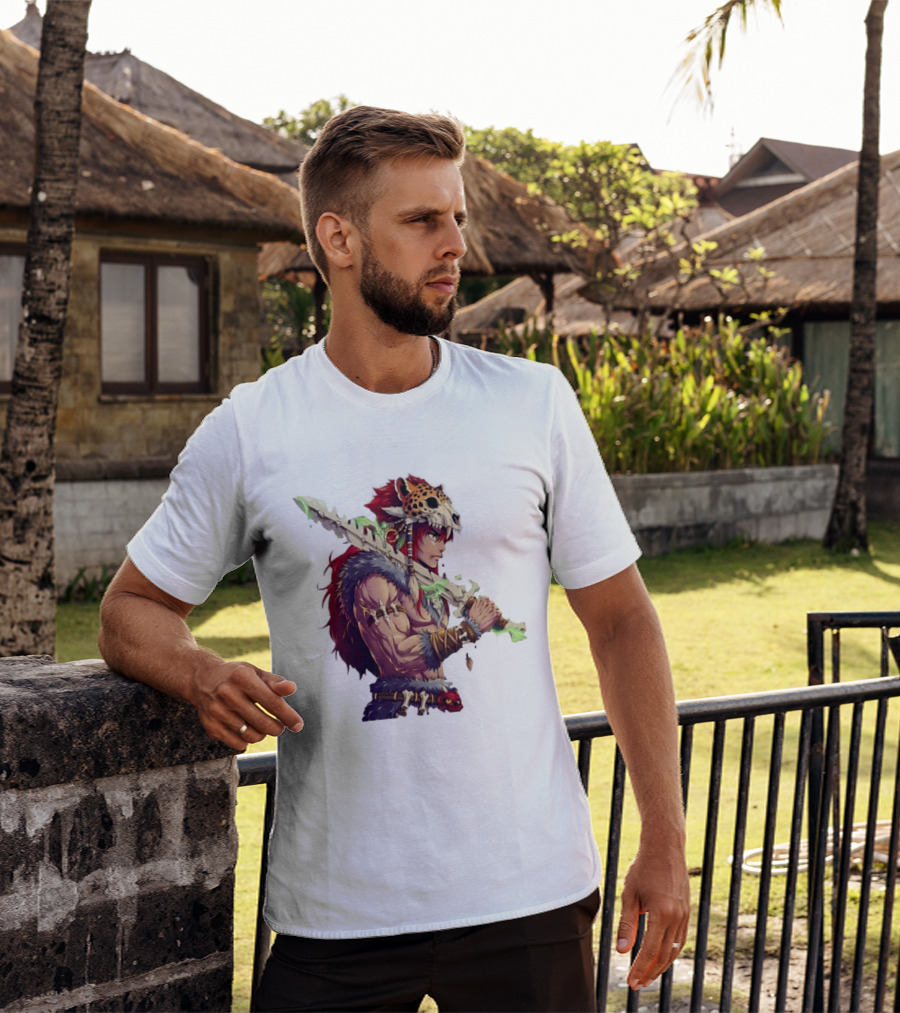 Jaguar Warrior Aztec Fantasy Glowing Bone Sword Warrior T-Shirt