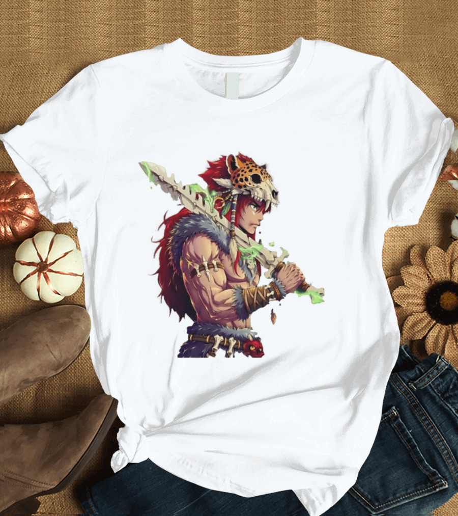 Jaguar Warrior Aztec Fantasy Glowing Bone Sword Warrior T-Shirt