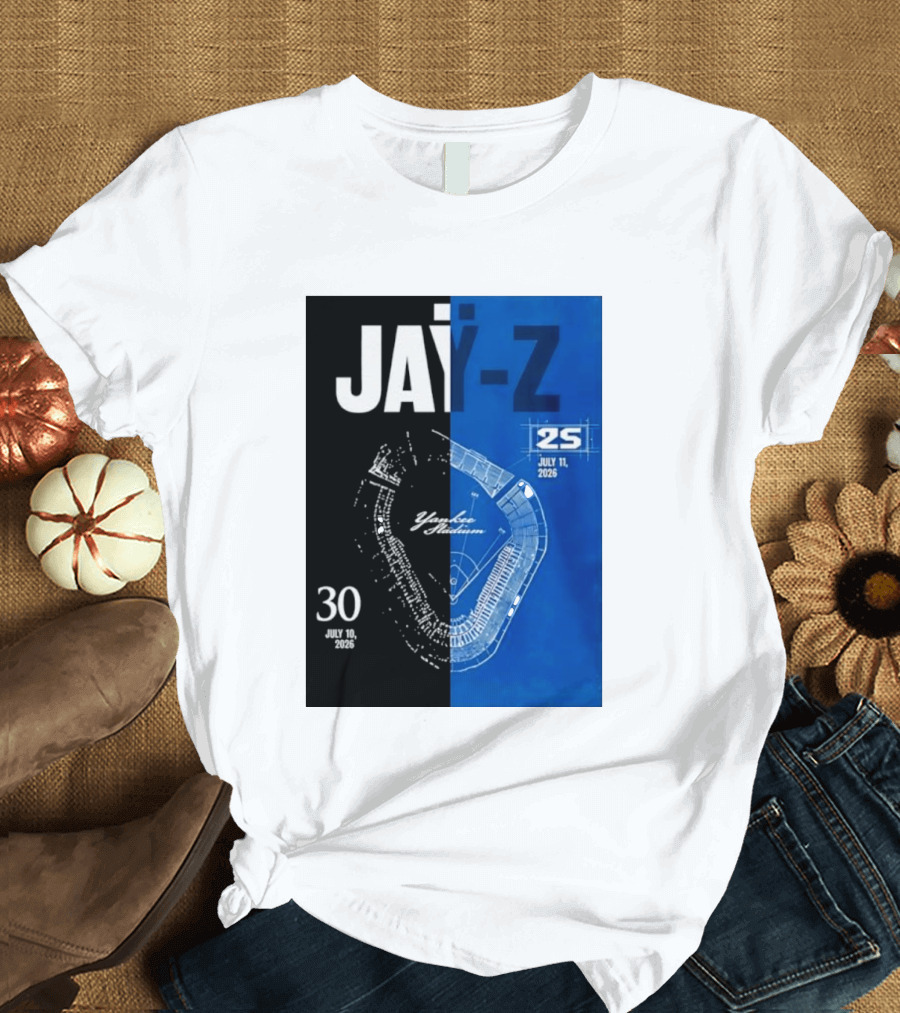 Jay Z Yankee Stadium July 10 11 2026 Celebration With Map Blueprint T-Shirt