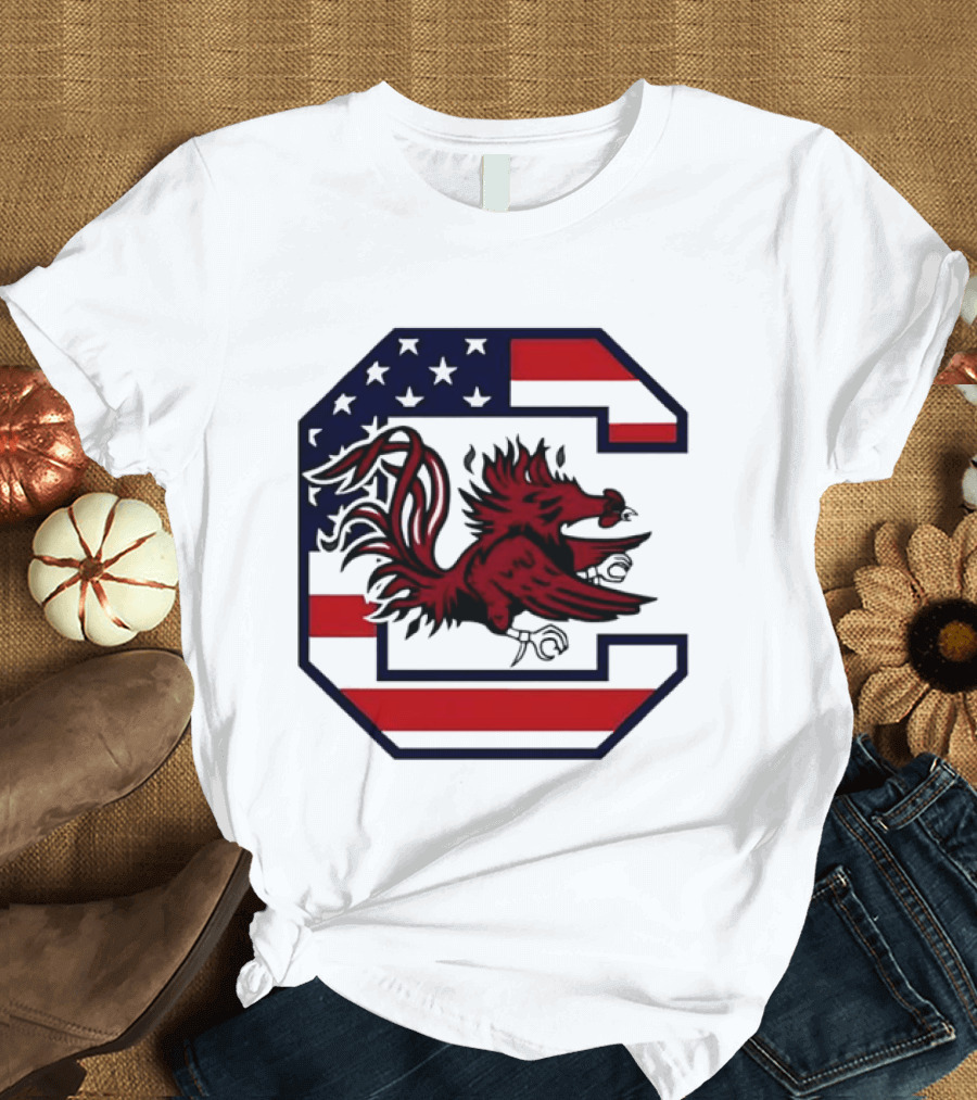 American Flag South Carolina Gamecocks C T-Shirt