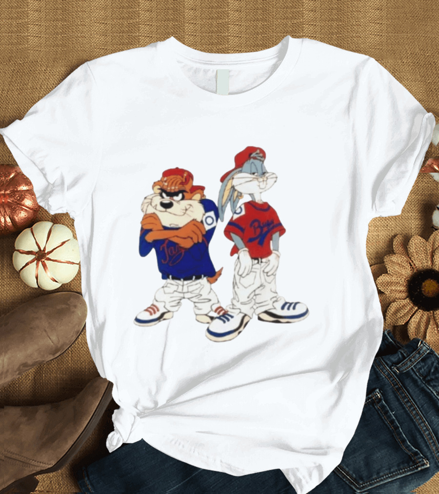 Taz Bugs Looney Tunes Baseball Style Casual Streetwear T-Shirt