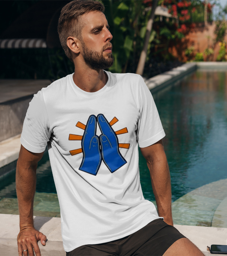 Please Just Make It All Worth It Blue Praying Hands Emoji T-Shirt