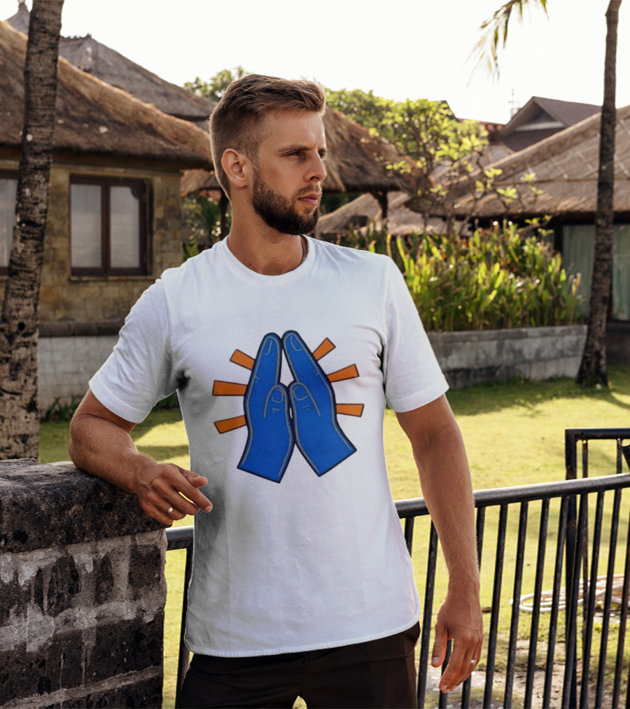 Please Just Make It All Worth It Blue Praying Hands Emoji T-Shirt