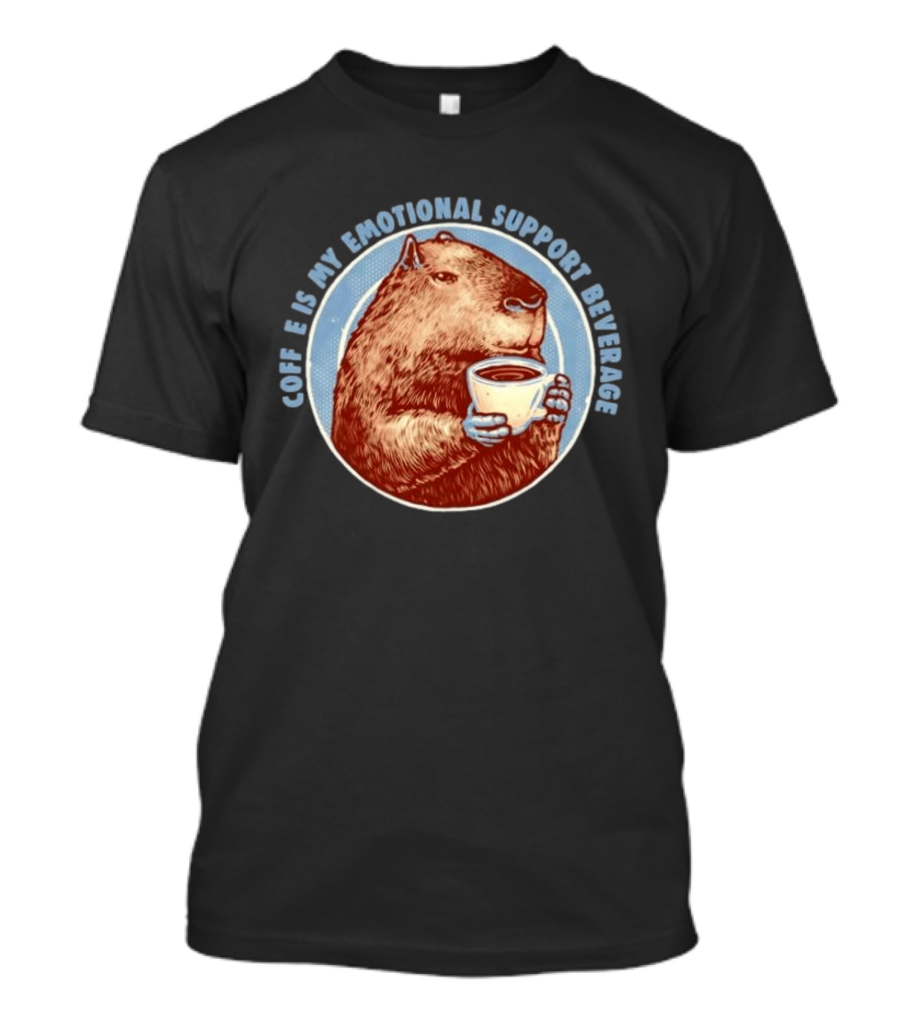 Capybara Coffee Is My Emotional Support Beverage Retro Style Animal Lovers T-Shirt