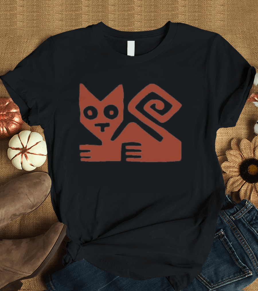 Cat Swirl Minimalist Red Geometric Feline T-Shirt
