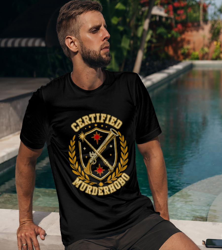 Certified Murderhobo Dungeons And Dragons Flintlock Pistol Magic Wand T-Shirt