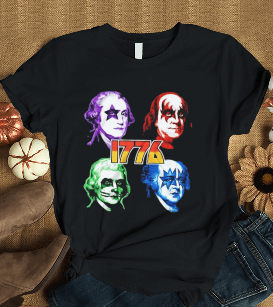 1776 Founding Fathers Rock Band George Washington Benjamin Franklin T-Shirt