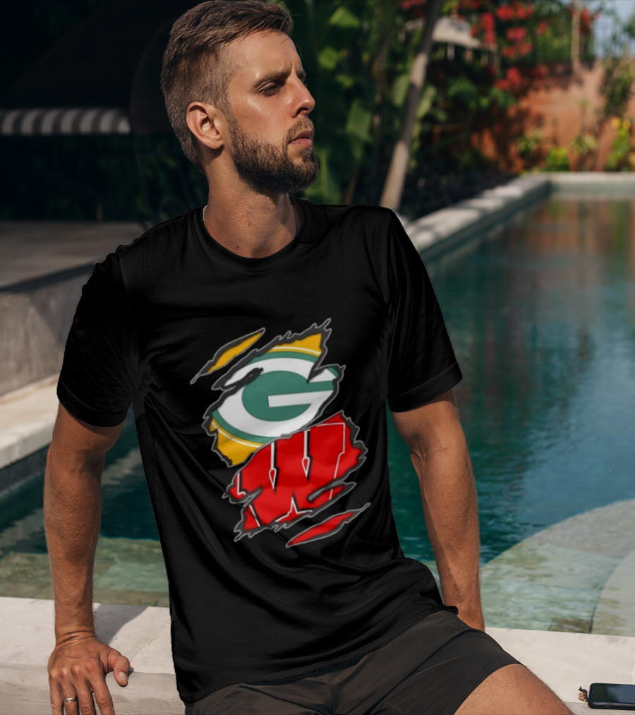 Green Bay Packers Wisconsin Badgers Team Sports Fan T-Shirt