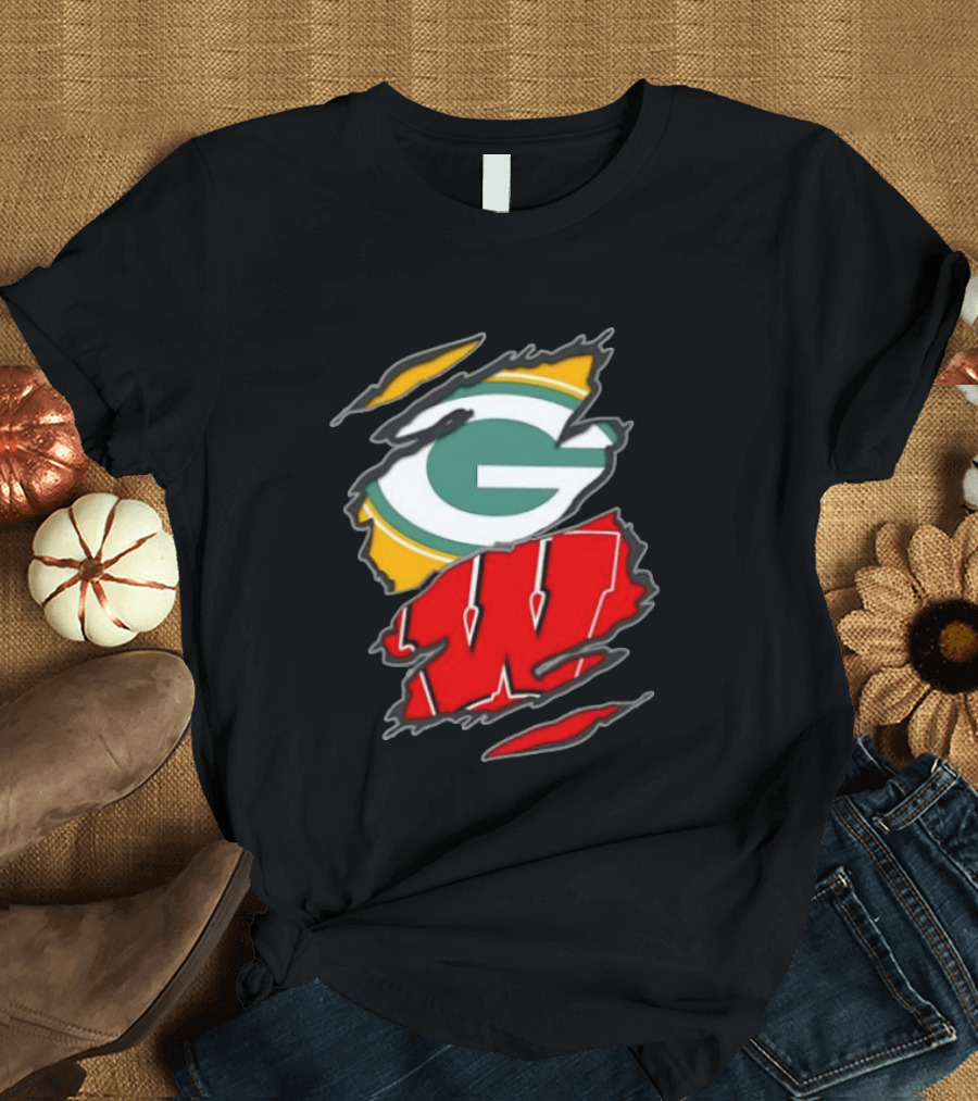 Green Bay Packers Wisconsin Badgers Team Sports Fan T-Shirt