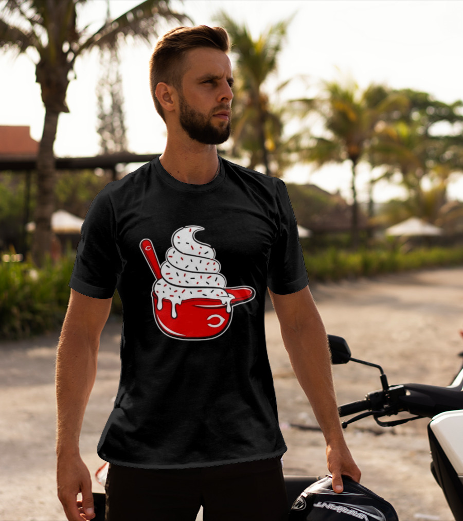 Cincinnati Reds Ice Cream Helmet With Sprinkles And Spoon T-Shirt