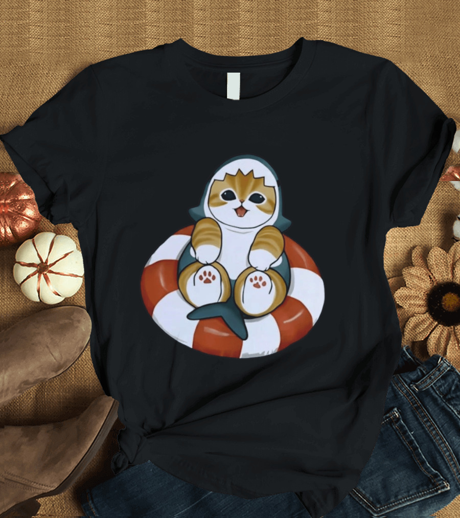 Shark Kitten Inflatable Tube Cat Shark Halloween Cats Animals T-Shirt