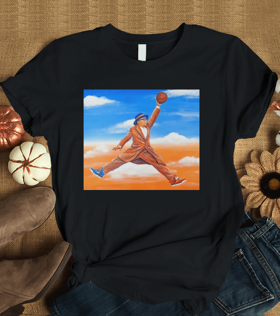 Spike Lee Jumping Basketball Air Jordan Jumpman Striped Suit Sky Sneakers T-Shirt