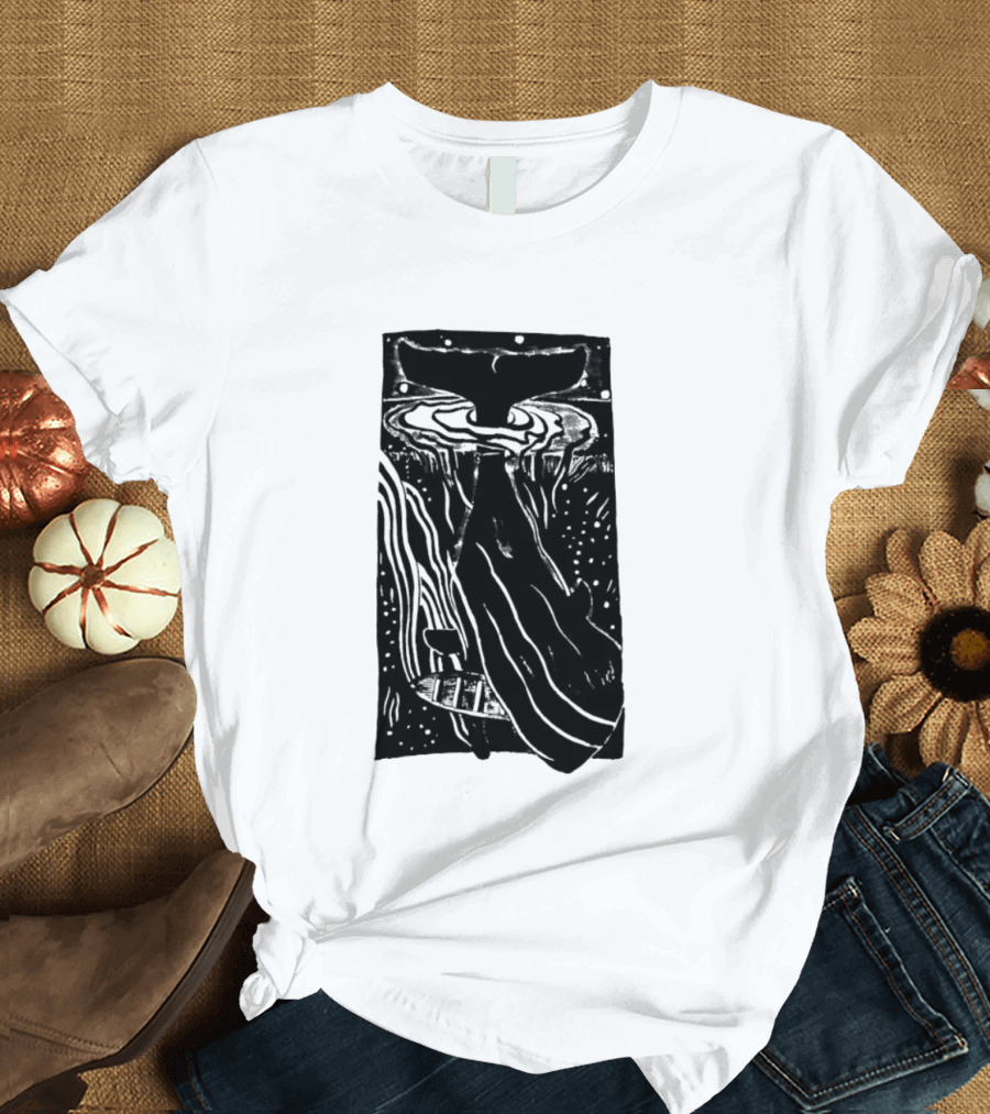 American Traditional Moby Dick Vintage Tattoo Style Whale Ocean Nautical T-Shirt