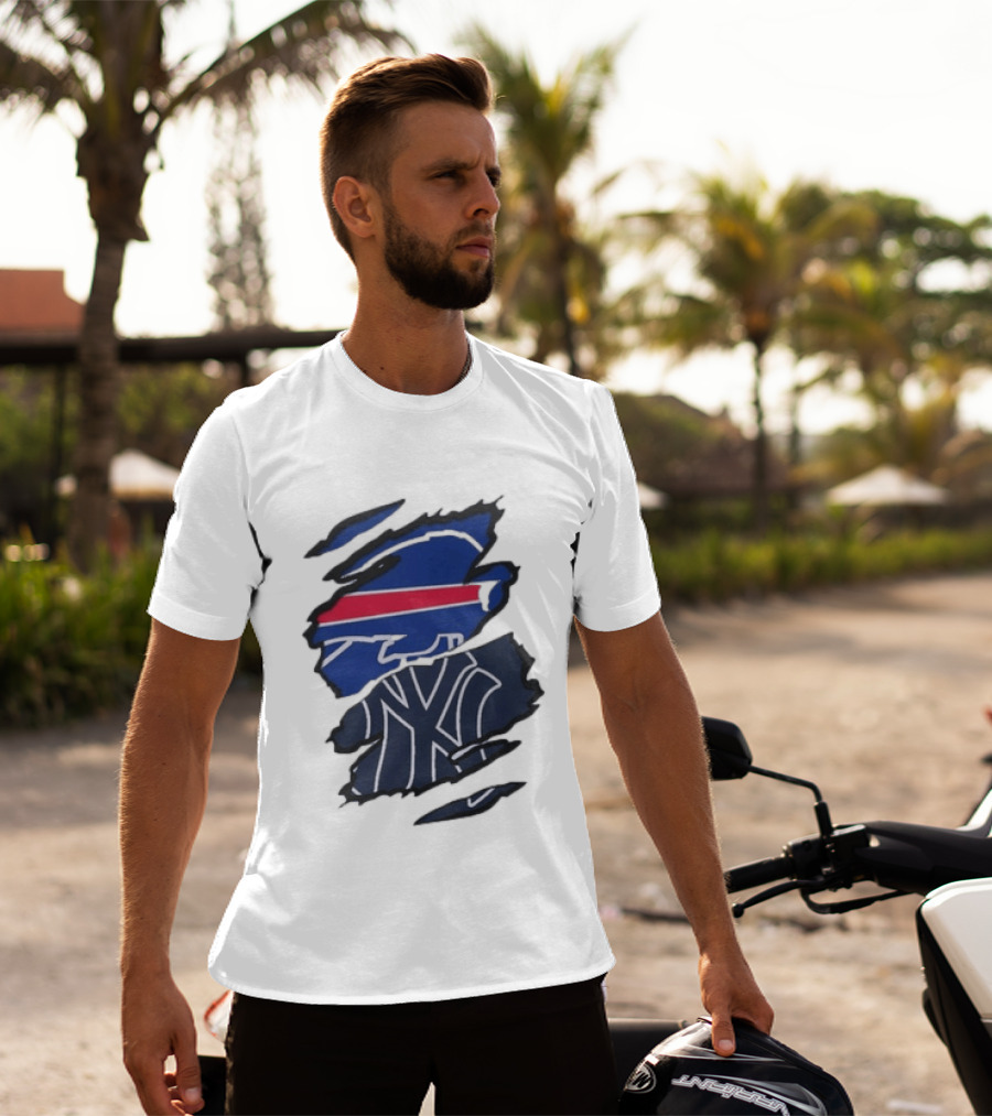 Buffalo Bills New York Yankees Split Collaboration Beneath The Surface T-Shirt