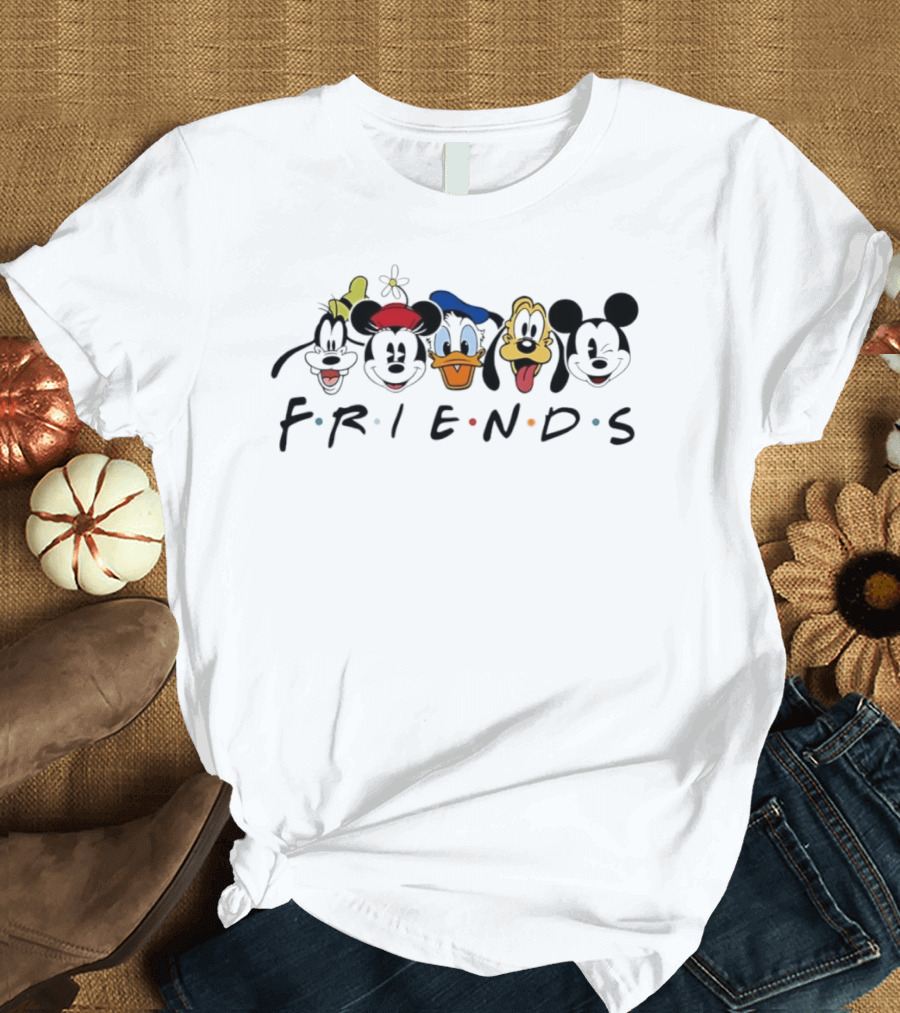 Disney Friends Goofy Minnie Donald Pluto Mickey Faces T-Shirt