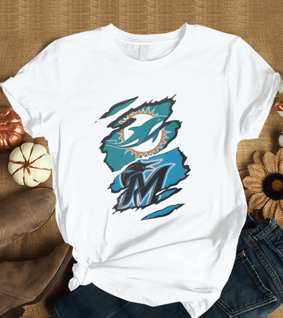 Miami Dolphins Marlins Beneath The Surface NFL MLB T-Shirt