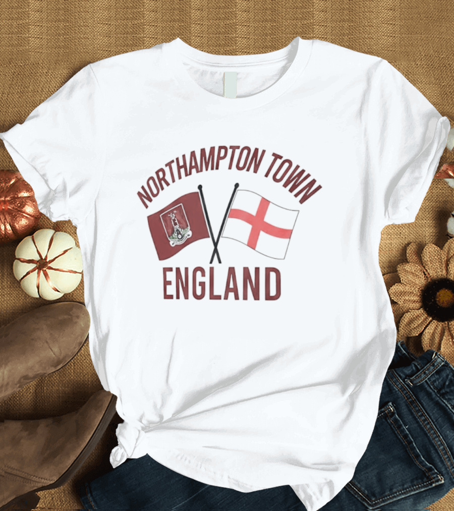Northampton Town England Flag Red Cross Flag T-Shirt