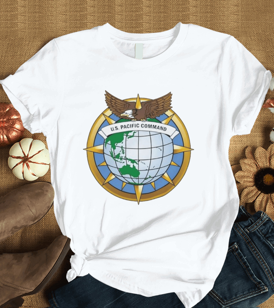 U.S. Pacific Command Eagle Emblem Indo Pacific Map T-Shirt