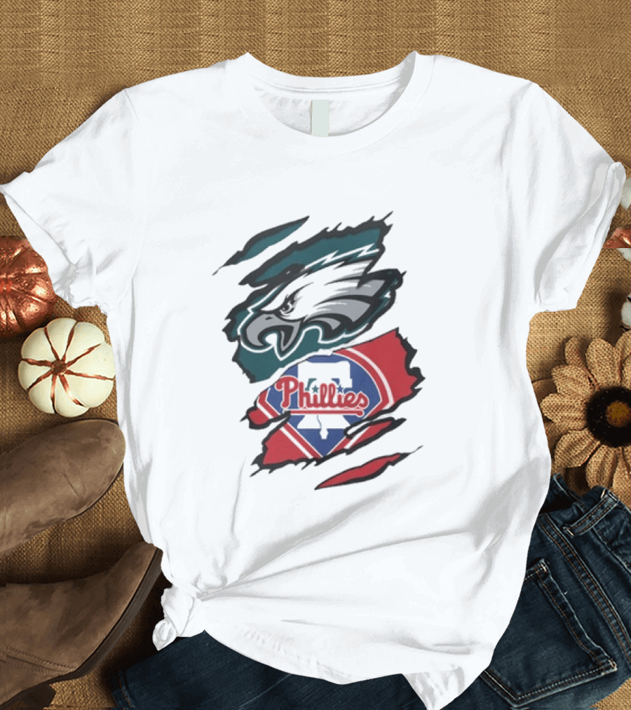 Philadelphia Eagles And Phillies Fan Merge Beneath The Surface T-Shirt