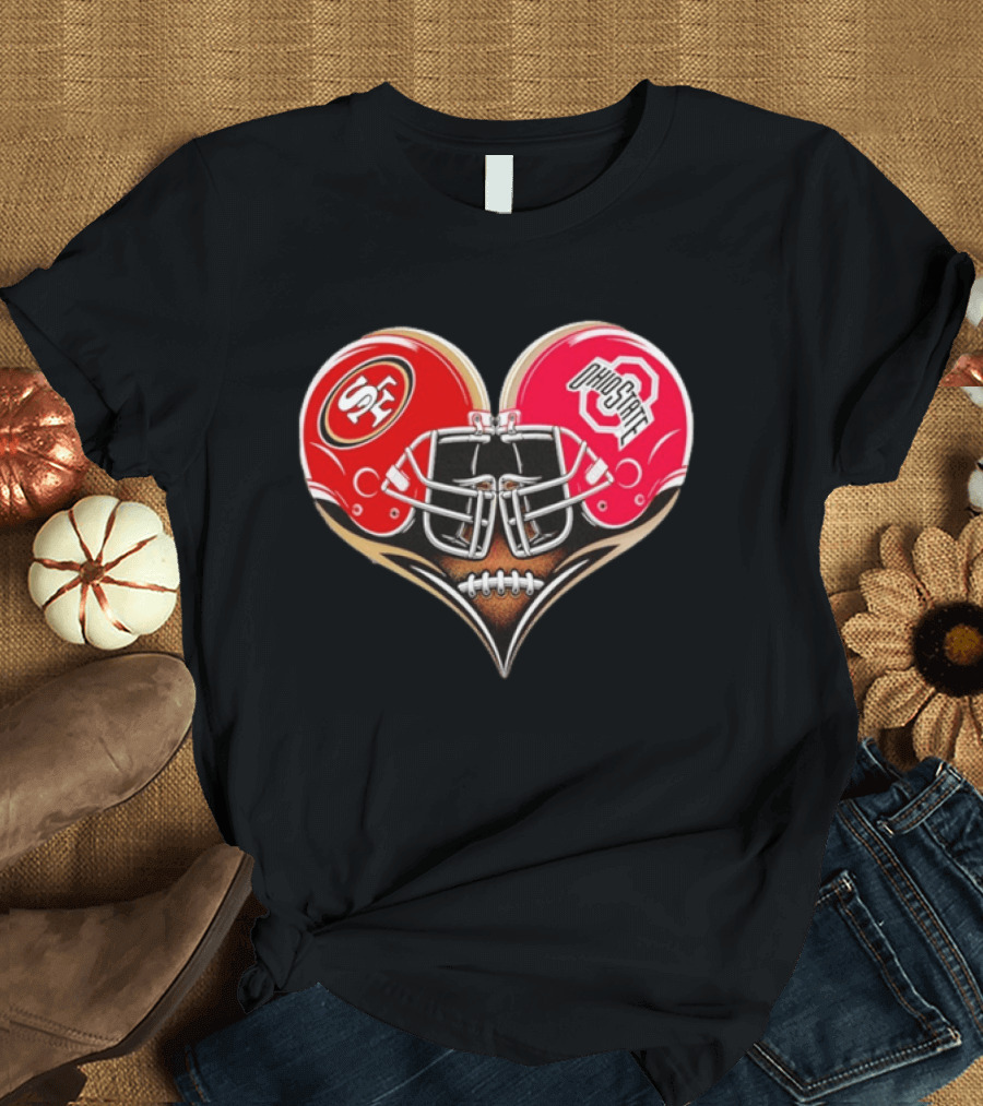 49Ers Ohio State Buckeyes Helmet Heart Love T-Shirt
