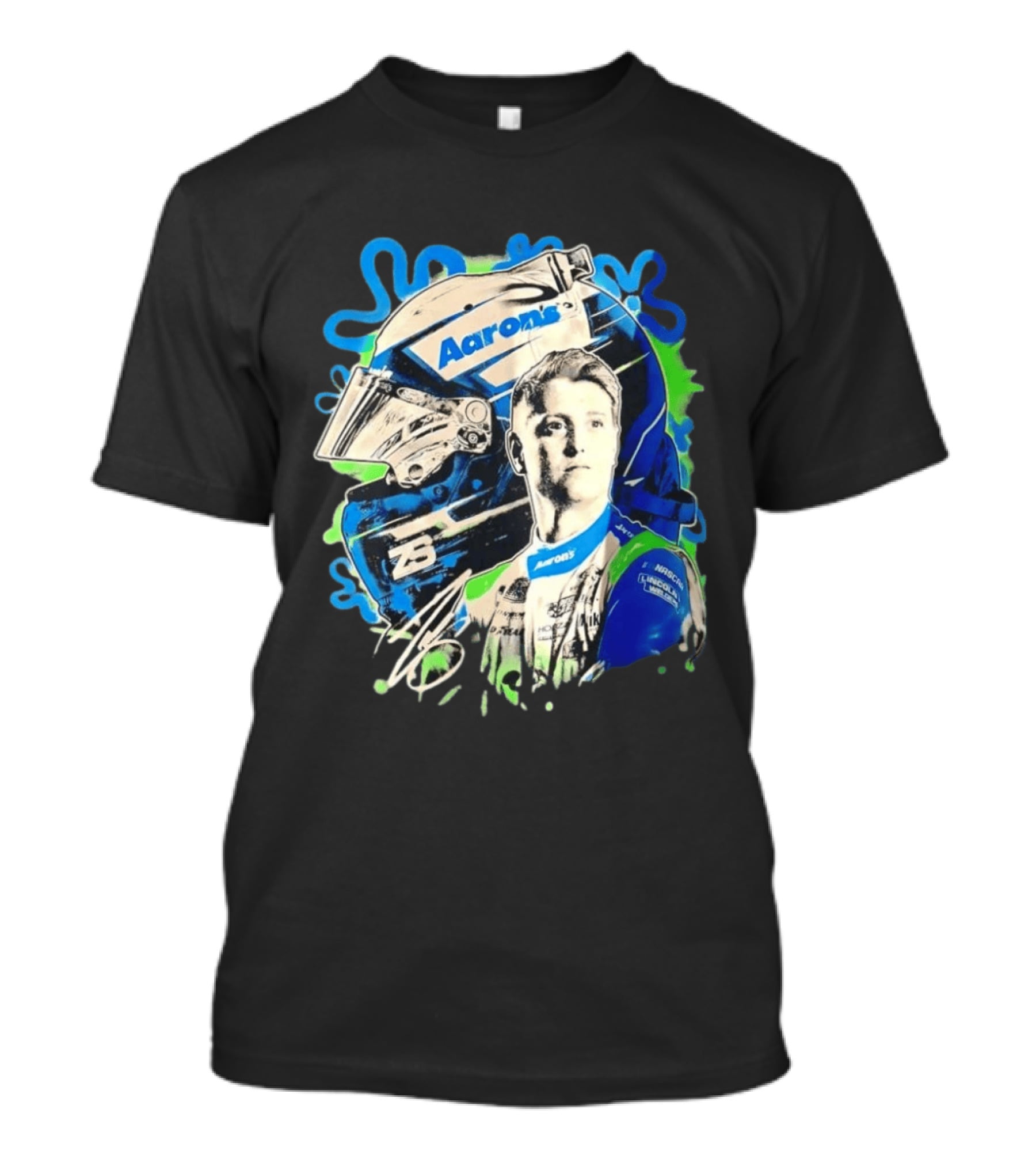 Aaron's NASCAR Lincoln Welder Ford 23 Driver Portrait Helmet Racing T-Shirt