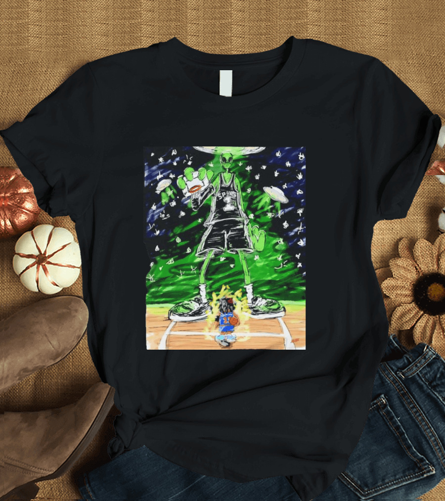 Victor Wembanyama Alien San Antonio Spurs Vs Jalen Brunson New York Knicks NBA Showdown T-Shirt