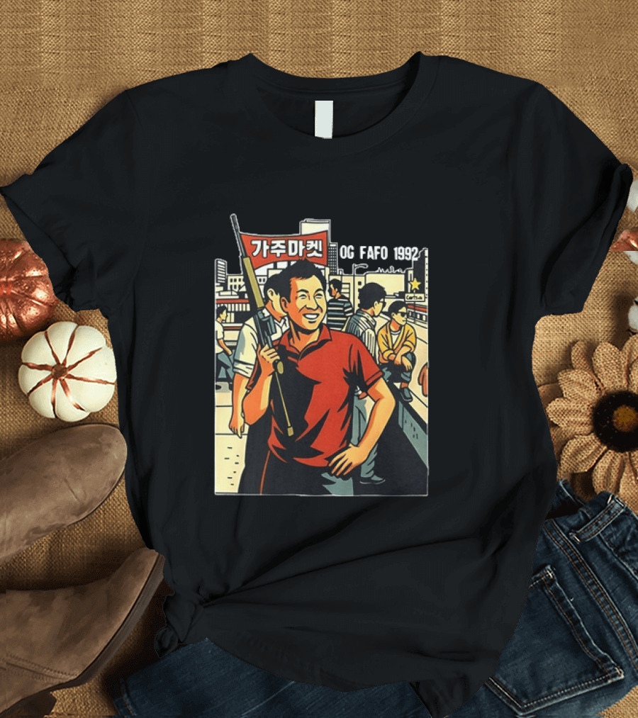 LA Riots 1992 Roof Korean Veterans Og Fafo T-Shirt