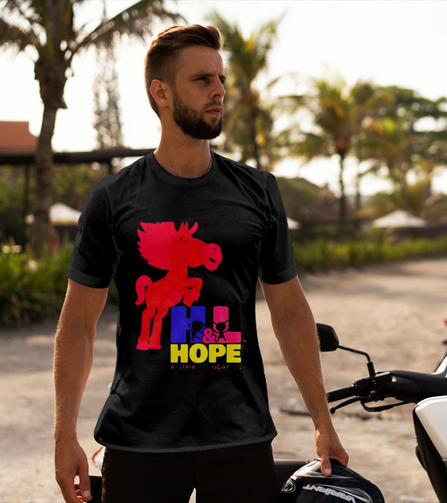 HL Hope GTMA Foundation Red Horse And Colorful Letters T-Shirt