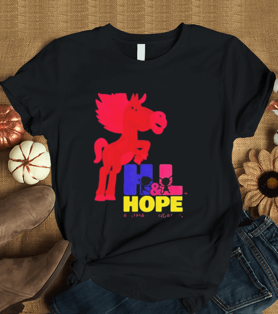 HL Hope GTMA Foundation Red Horse And Colorful Letters T-Shirt