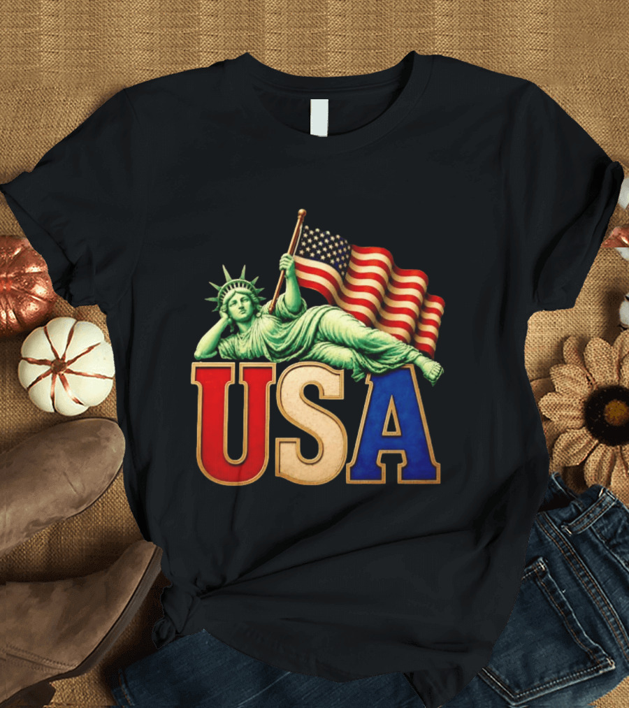 Statue Of Liberty USA Flag Patriotic T-Shirt