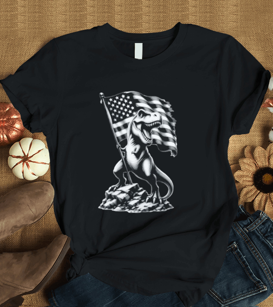 Tyrannosaurus Rex American Flag Patriotic Dinosaur Fan T-Shirt