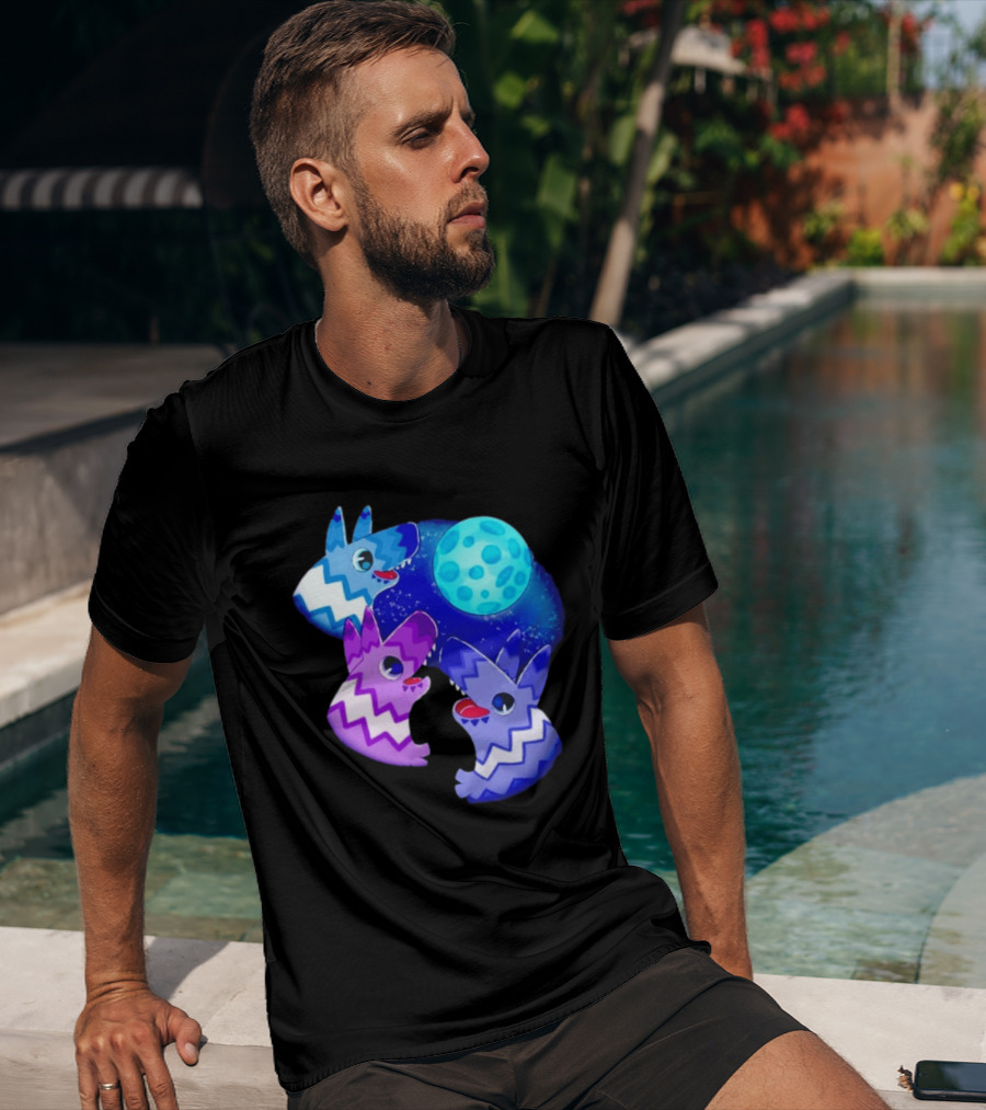 Pinata Dogs Howling At The Moon Blue Zigzag T-Shirt