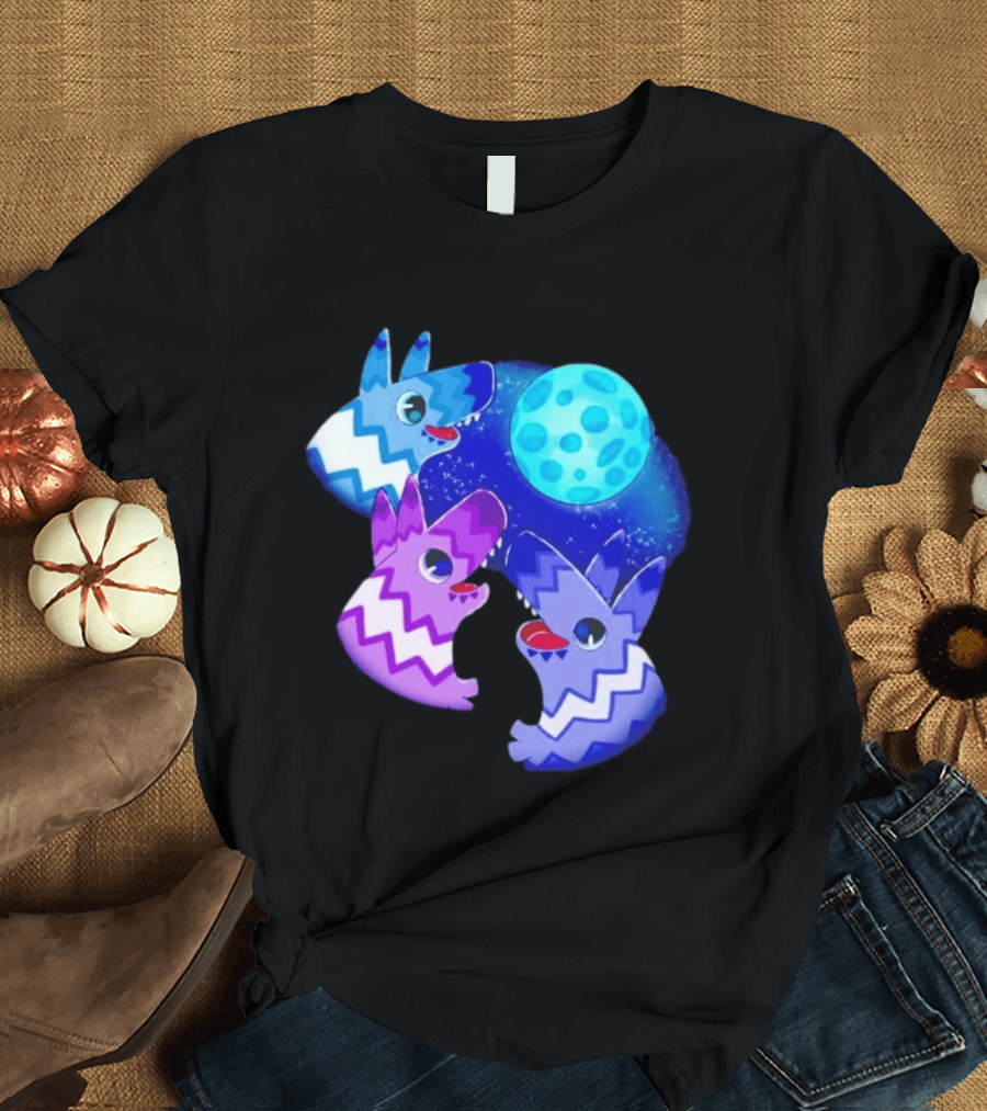 Pinata Dogs Howling At The Moon Blue Zigzag T-Shirt