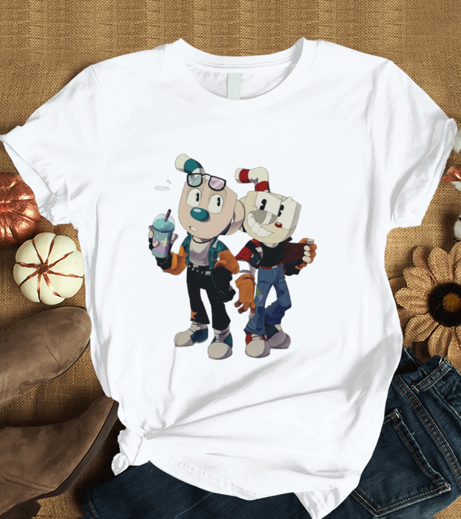 Cuphead And Man Cool Style Characters From Cuphead Video Game T-Shirt