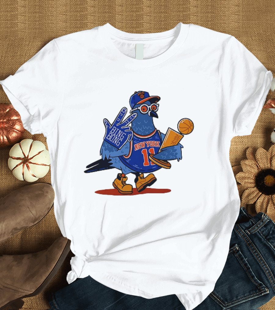 New York Knicks NBA Pigeon Bing Bong 26 73 70 Trophy T-Shirt