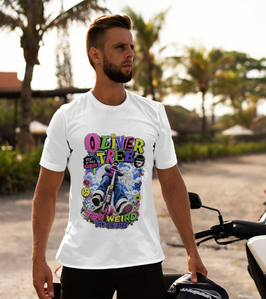 Oliver Tree Rest In Peace 1993 2023 Too Weird To Fade Angel Wings Scooter Floral T-Shirt