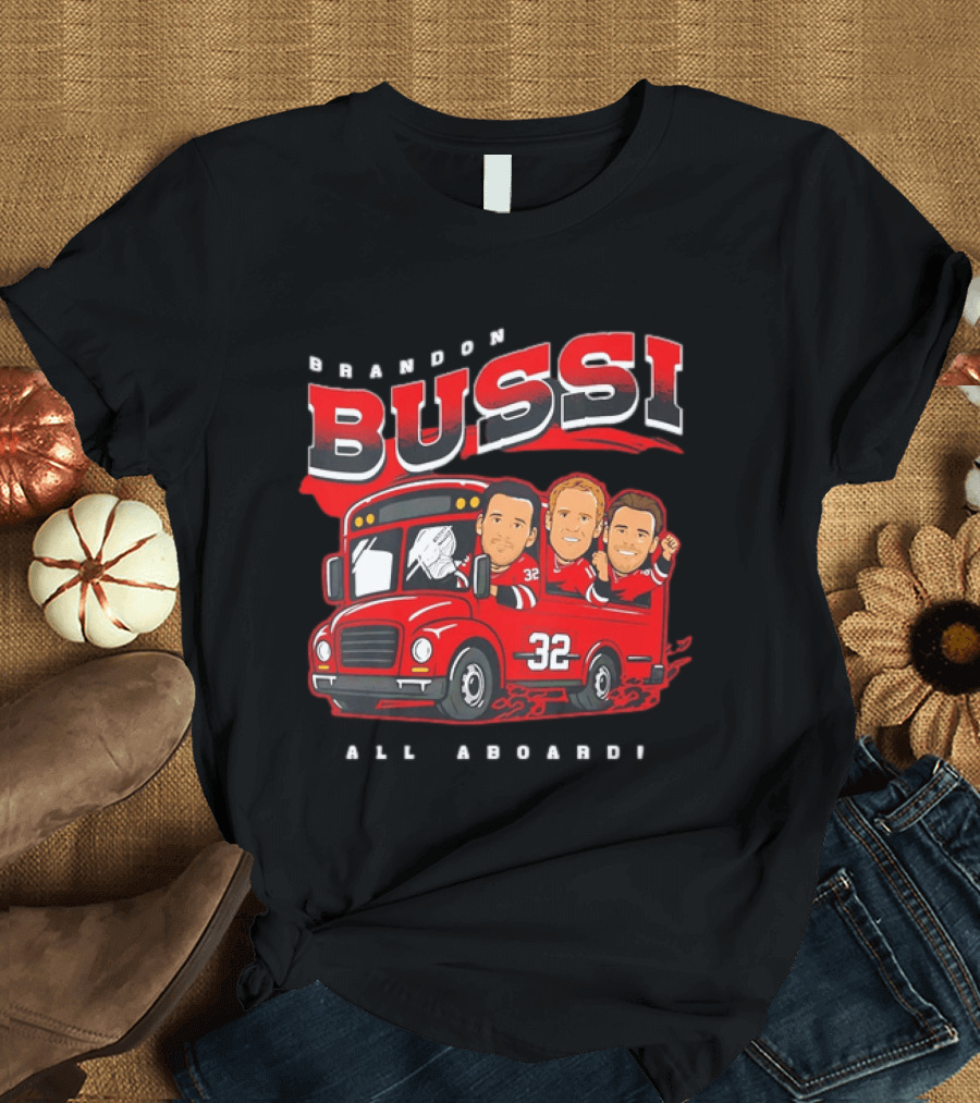 Brandon Bussi All Aboard 32 Boston Bruins Bus T-Shirt