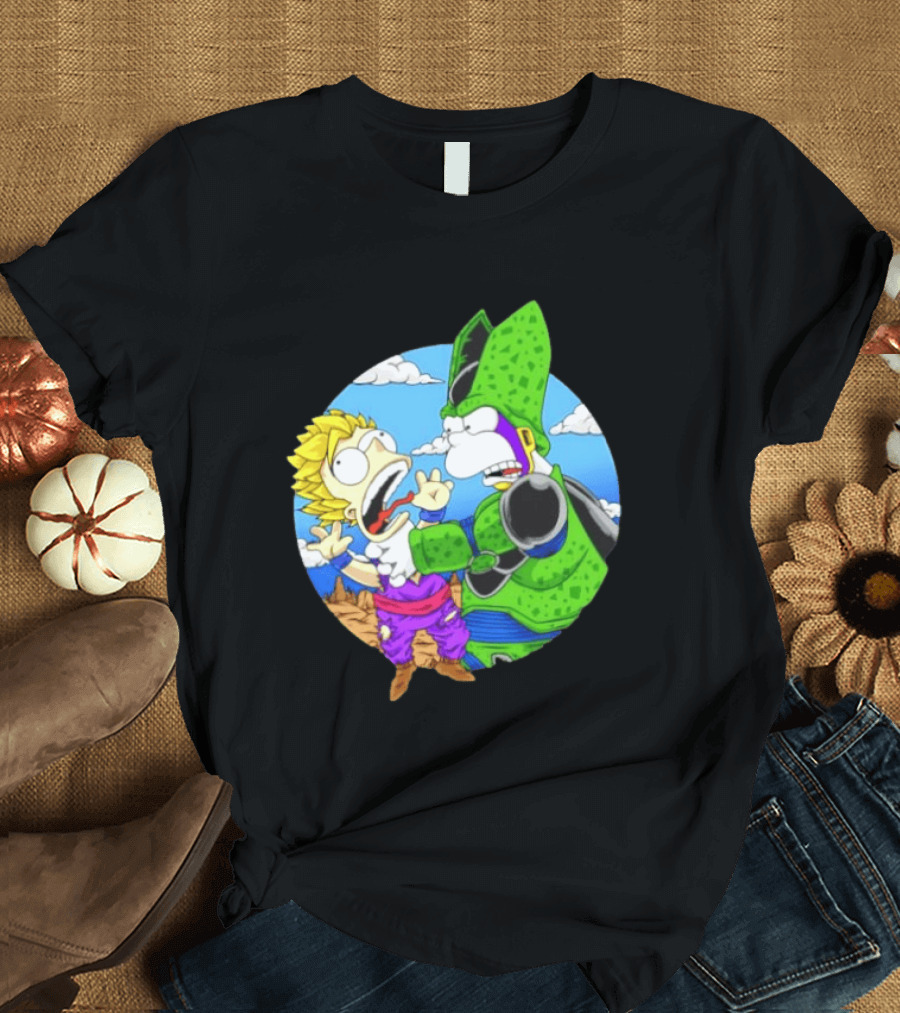 Gohan Cell Dragon Ball Z Bart Homer Simpson Mashup Clash T-Shirt