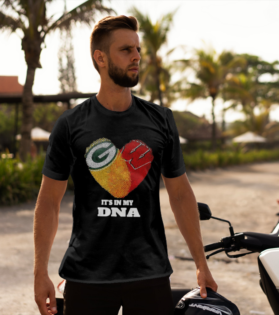 Green Bay Packers It's In My DNA Heart Fingerprint T-Shirt
