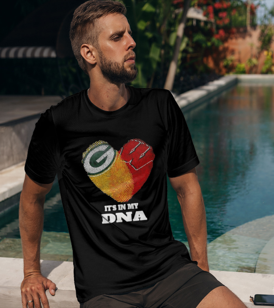 Green Bay Packers It's In My DNA Heart Fingerprint T-Shirt