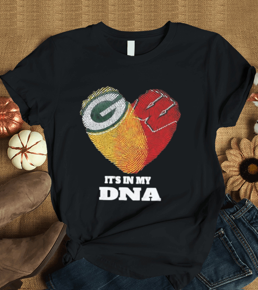 Green Bay Packers It's In My DNA Heart Fingerprint T-Shirt