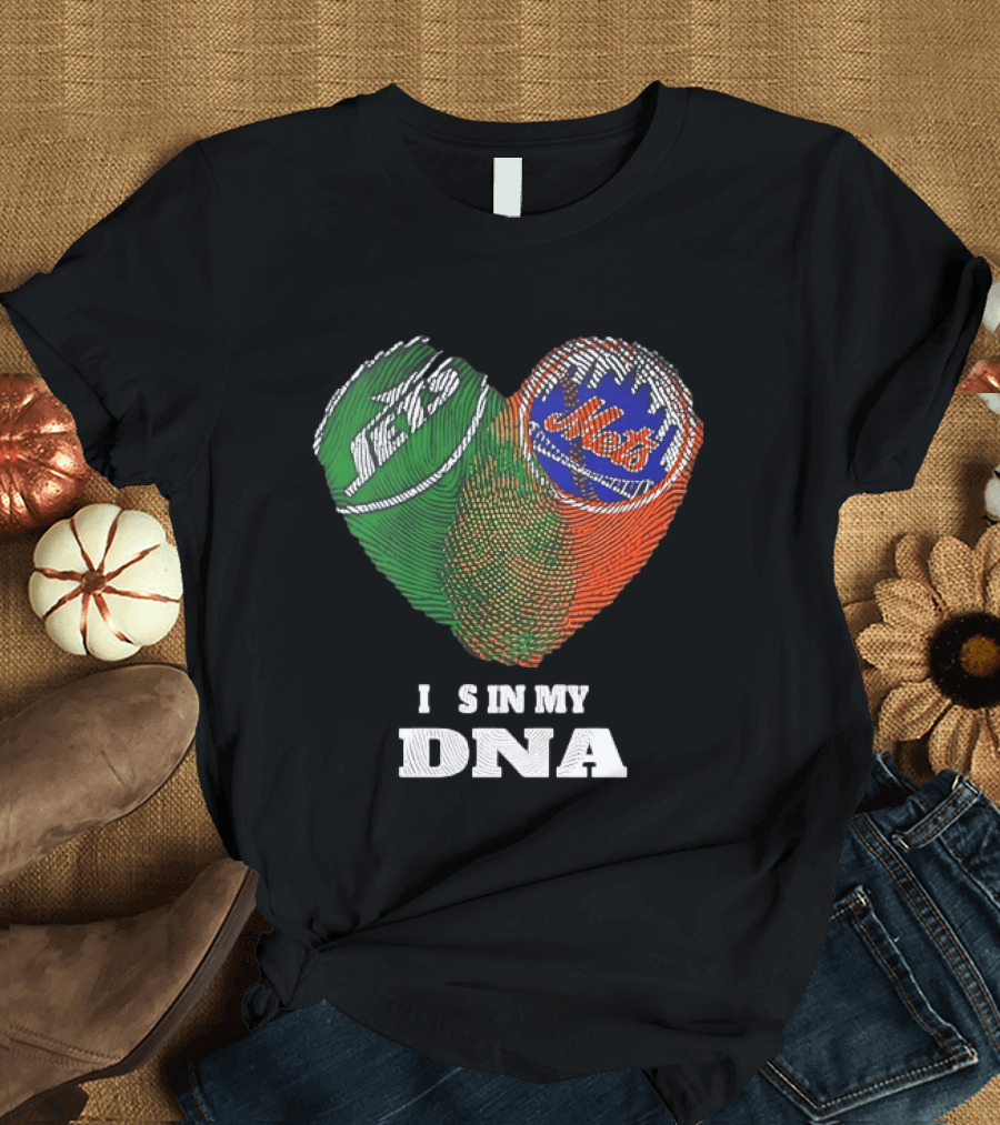New York Jets Mets Heart Fingerprint It Is In My DNA T-Shirt