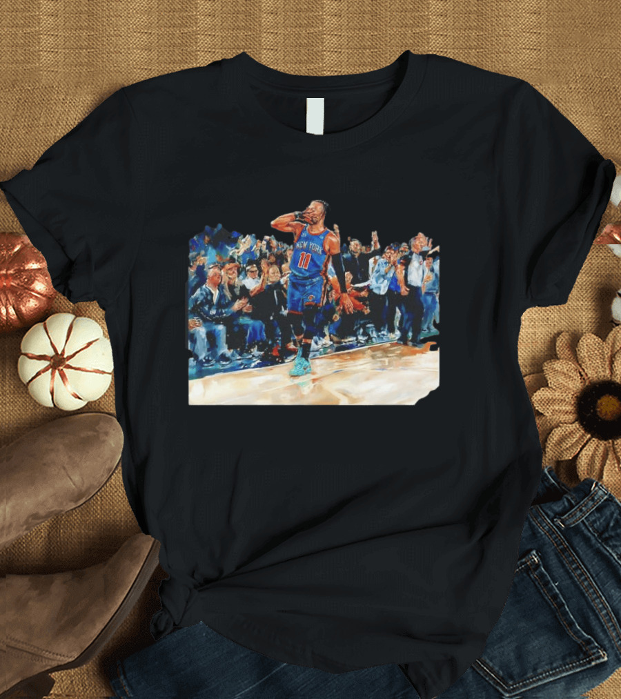 Jalen Brunson New York Knicks NBA Oil Painting Player In Action T-Shirt