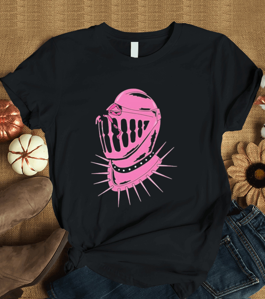 Knight Helmet With Pink Bow And Spiked Choker Aesthetic T-Shirt